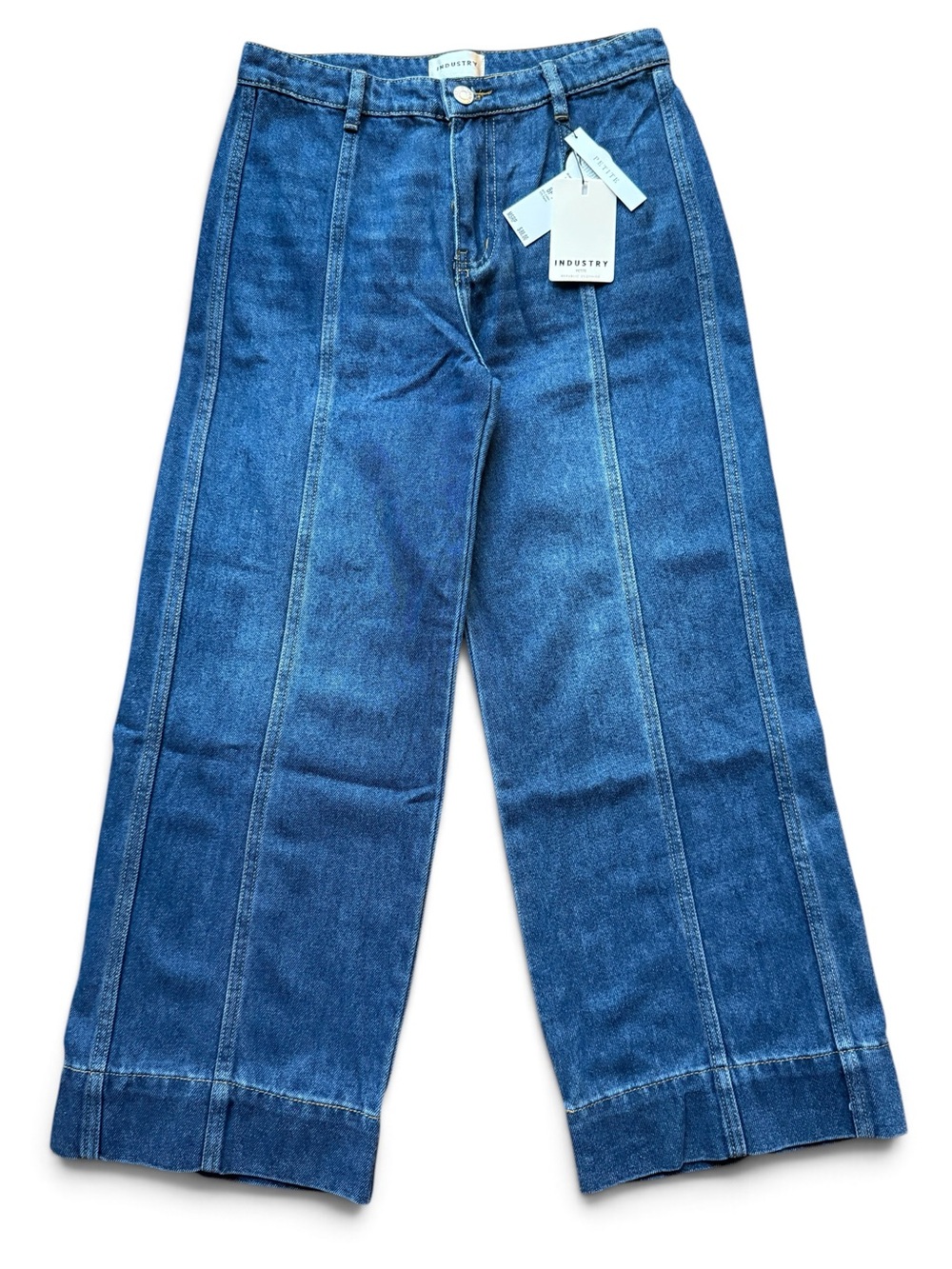 INDUSTRY High-Rise Blue Wide-Leg Paneled Petite Jeans 8P or 6P